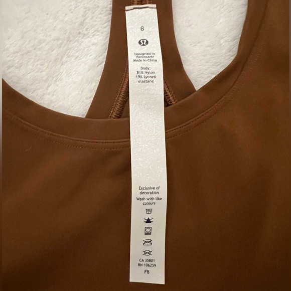 NWOT Lululemon Cool Racerback Tank Top Shorter Length in Copper Brown (Size 8) - Picture 5 of 5